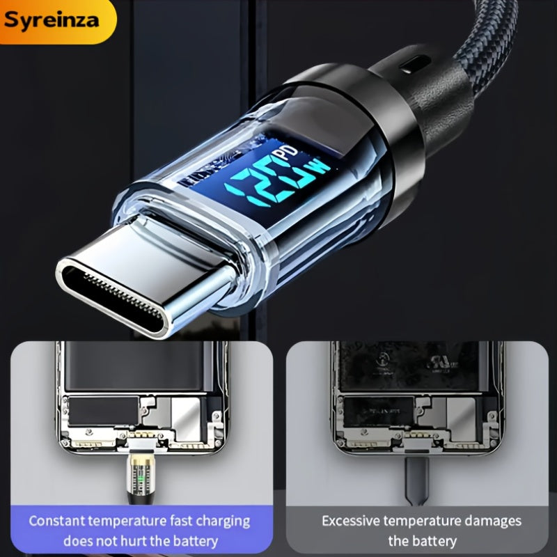 Smart LCD Battery Display Cable - Durable and Flexible, Suitable for Multi-Device Fast Charging, Tablet Charging Accessories, Compact Design, Reinforced Interface, Office Staff & Tech Enthusiasts, Usb C To Lightning Adapter,