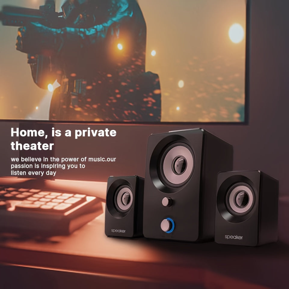 Versatile 2.1 Stereo Speakers with USB Power - Wireless & Wired Connectivity, Ideal for Laptops & PCs - Perfect for Music, Movies, Gaming | Black