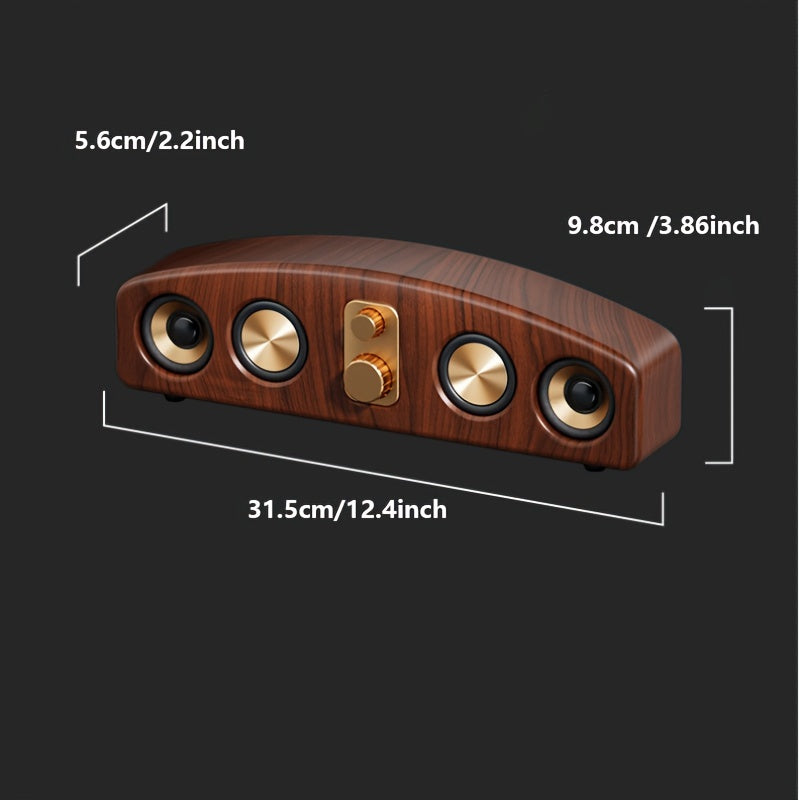 5.0 Channel Wireless Speaker System with Subwoofer - Wireless Smart Soundbar, / Home Theater Stereo, Compatible with TV/PC/Smartphone/Tablet - Ideal for Parties, Gaming, Movies - Elegant Wood Grain Finish - Portable Design wi