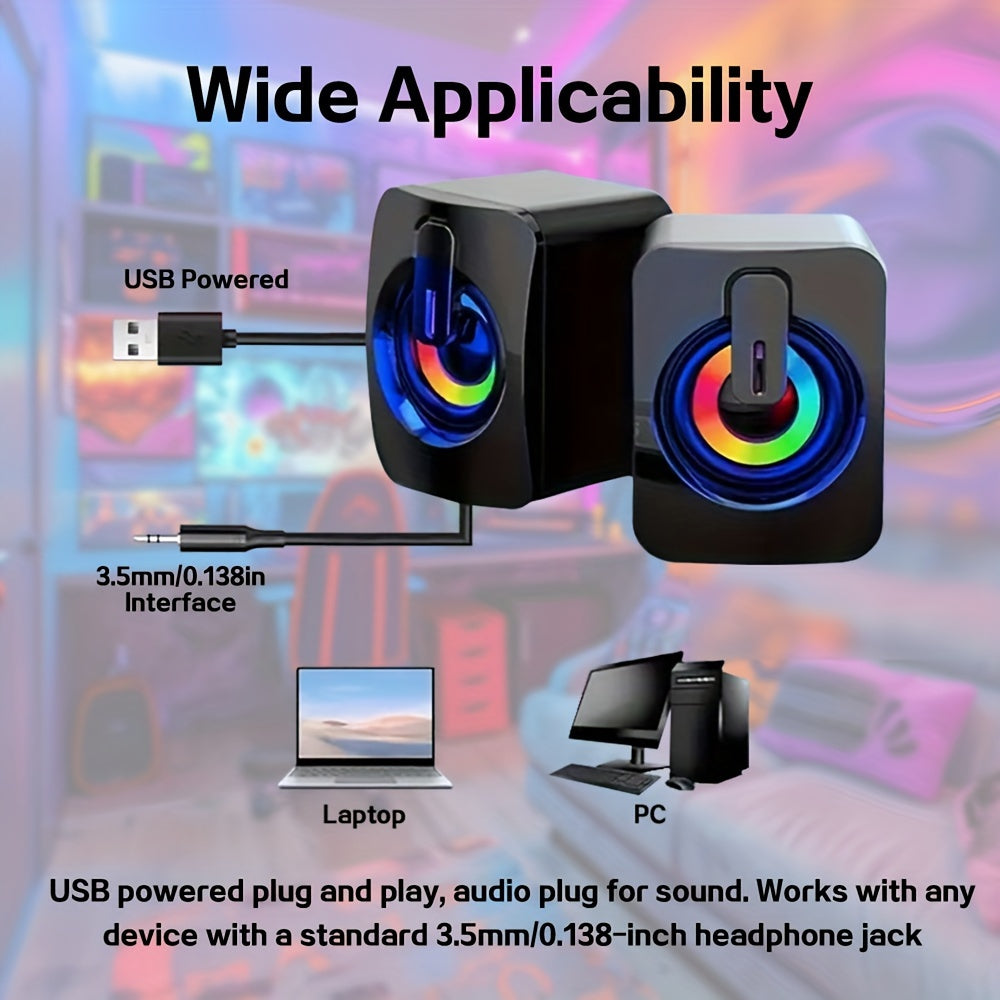 Computer Speakers PC Sound Box HIFI Stereo Microphone USB Wired Caixa De Som With LED Light For Desktop Computer