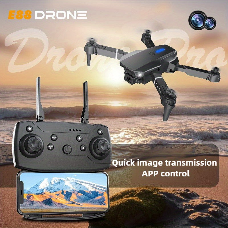 E88 Dual Camera Drone with Wi-Fi and Remote Control, Black and White, Four-Axis Aerial Photography Toy for Beginners - Ideal Gift for Halloween, Christmas, New Year, Best for Christmas, Perfect for Thanksgiving, Best Drone