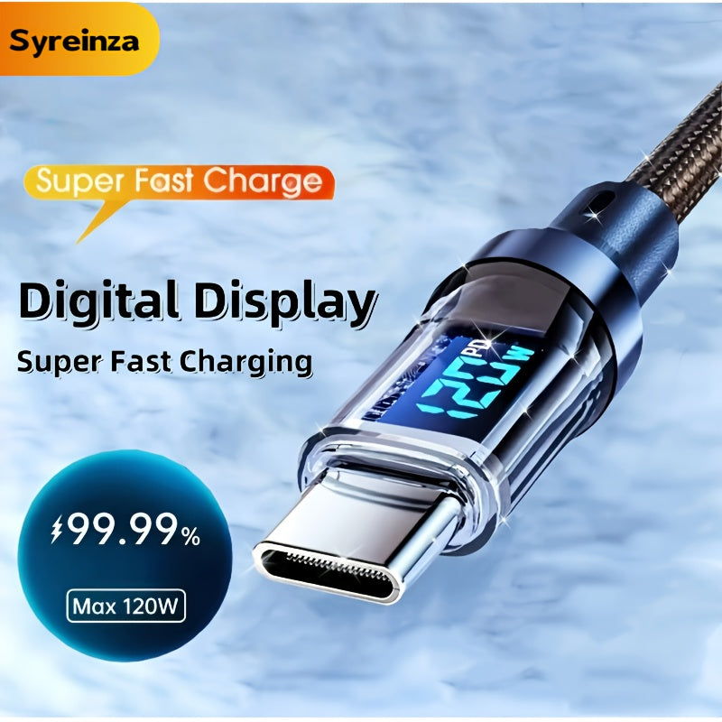 Smart LCD Battery Display Cable - Durable and Flexible, Suitable for Multi-Device Fast Charging, Tablet Charging Accessories, Compact Design, Reinforced Interface, Office Staff & Tech Enthusiasts, Usb C To Lightning Adapter,
