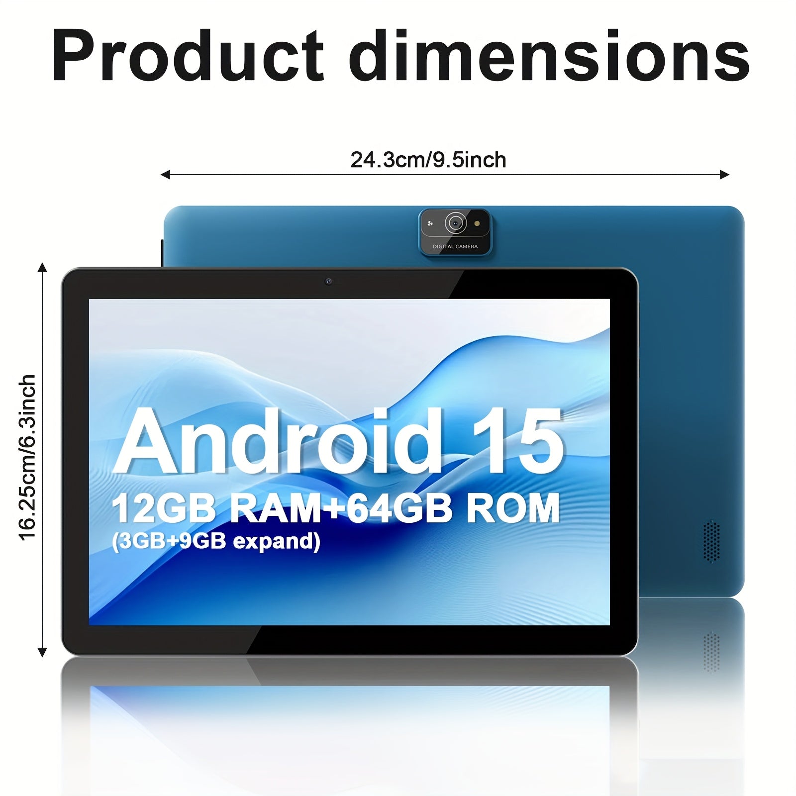 Android 2-in-10.1-inch, Equipped with The Latest Android 15 System, 64GB Storage Space, Supports 1TB Expandable Storage, 16GB RAM, 4GB + 12GB Expandable Memory, Comes with Keyboard Cover, Mouse, Stylus, Battery, Dual Front An