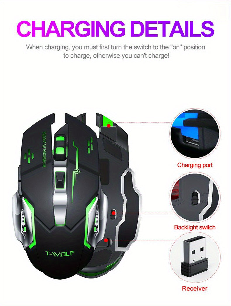 Q13 Wireless Mouse, Wireless Mouse, Rechargeable LED Silent Ultra-Thin Laptop Mouse, Stable And Smooth, Low Latency, with USB Receiver, Suitable Laptops// Computers, Gaming, Office And Entertainment, Mouse Wireless for Gaming