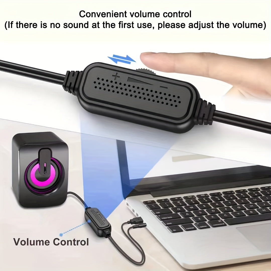 Computer Speakers PC Sound Box HIFI Stereo Microphone USB Wired Caixa De Som With LED Light For Desktop Computer