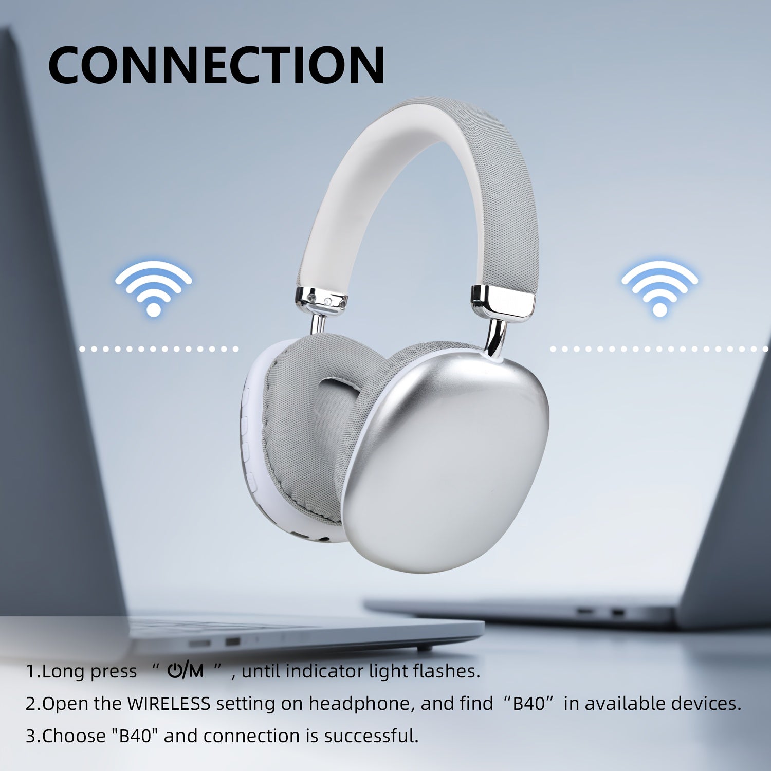 Stylish Black and Silvery Over-Ear Wireless Headphones, Metallic Finish, Comfortable Ear Cushions, Foldable & Portable, Wireless 5.3, Long Battery Life Stereo Sound, Deep Bass, Dual Mode for Music & Gaming, Perfect for Sports