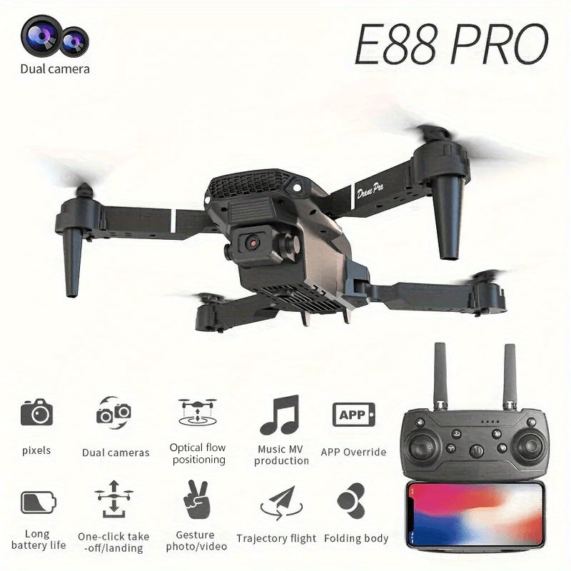 E88 Dual Camera Drone with Wi-Fi and Remote Control, Black and White, Four-Axis Aerial Photography Toy for Beginners - Ideal Gift for Halloween, Christmas, New Year, Best for Christmas, Perfect for Thanksgiving, Best Drone