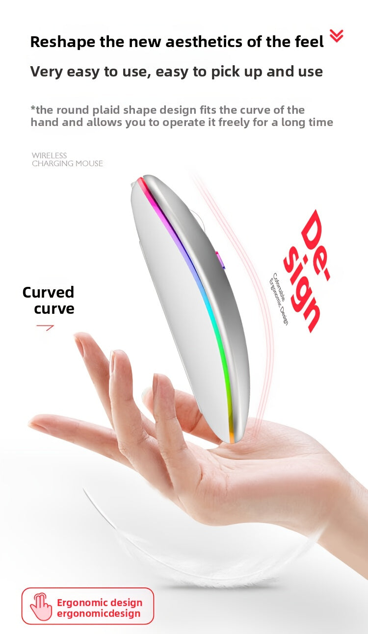 Wireless Wireless Dual-Mode Illuminated + Type-C Charging 2.4G Mouse, Rechargeable Silent Laptop & Desktop All-in-One Smart TV Tablet Compatible for MacBook, Adaptable To Multiple Scenarios Including Work And Gaming