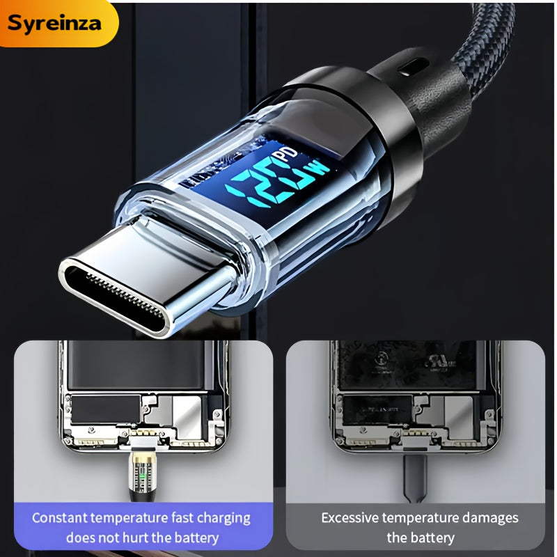 Smart LCD Battery Display Cable - Durable and Flexible, Suitable for Multi-Device Fast Charging, Tablet Charging Accessories, Compact Design, Reinforced Interface, Office Staff & Tech Enthusiasts, Usb C To Lightning Adapter,