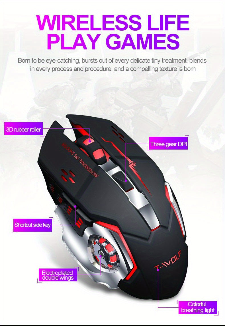 Q13 Wireless Mouse, Wireless Mouse, Rechargeable LED Silent Ultra-Thin Laptop Mouse, Stable And Smooth, Low Latency, with USB Receiver, Suitable Laptops// Computers, Gaming, Office And Entertainment, Mouse Wireless for Gaming