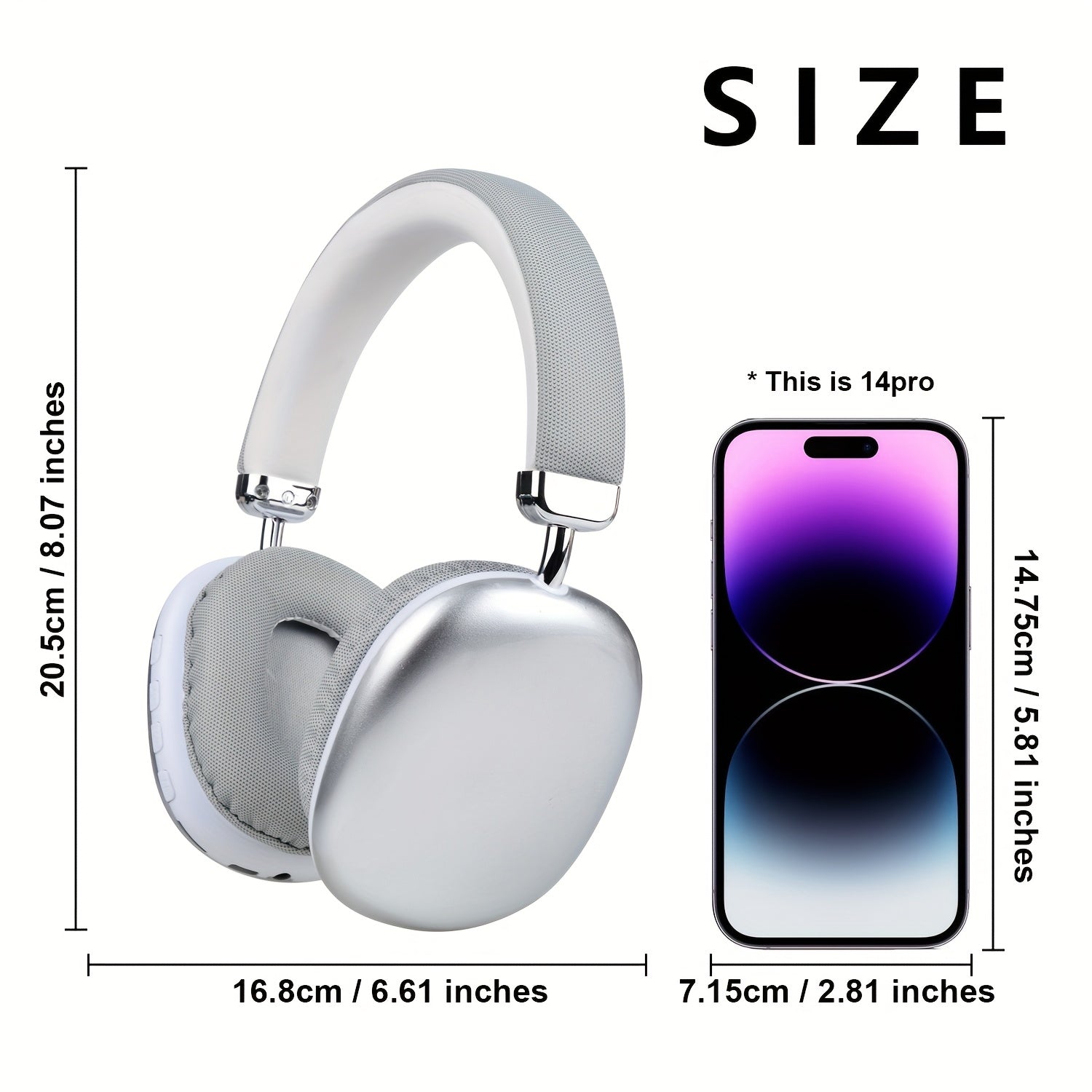 Stylish Black and Silvery Over-Ear Wireless Headphones, Metallic Finish, Comfortable Ear Cushions, Foldable & Portable, Wireless 5.3, Long Battery Life Stereo Sound, Deep Bass, Dual Mode for Music & Gaming, Perfect for Sports