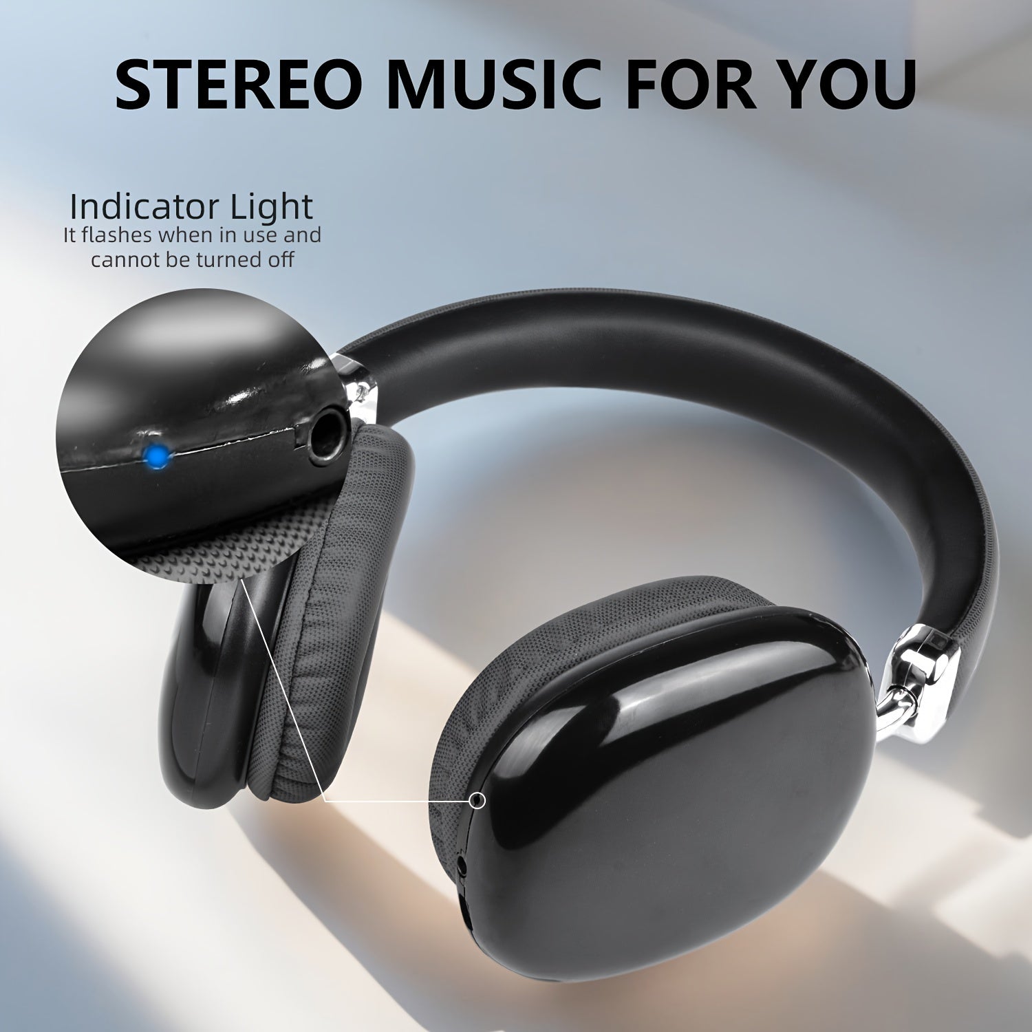 Stylish Black and Silvery Over-Ear Wireless Headphones, Metallic Finish, Comfortable Ear Cushions, Foldable & Portable, Wireless 5.3, Long Battery Life Stereo Sound, Deep Bass, Dual Mode for Music & Gaming, Perfect for Sports