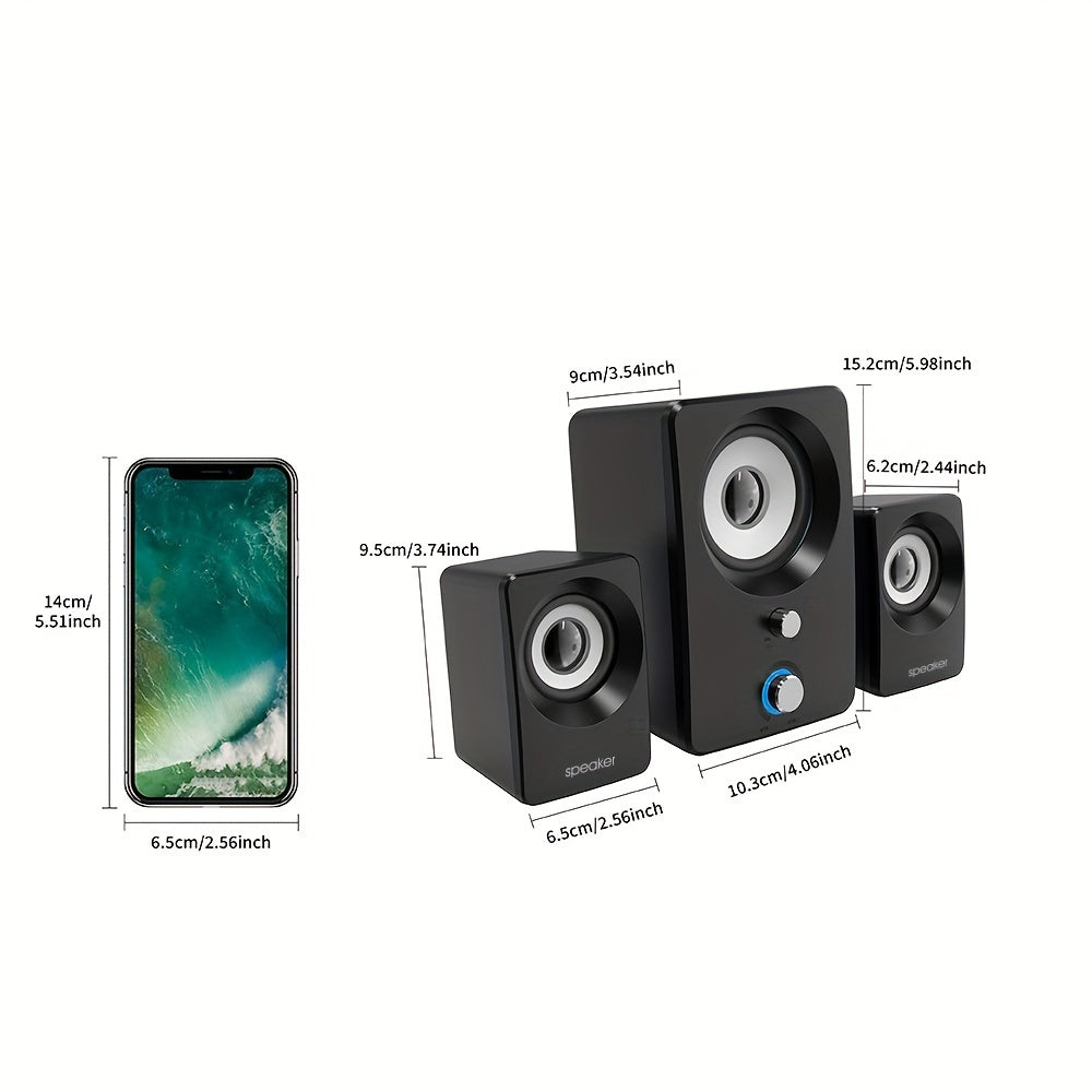 Versatile 2.1 Stereo Speakers with USB Power - Wireless & Wired Connectivity, Ideal for Laptops & PCs - Perfect for Music, Movies, Gaming | Black