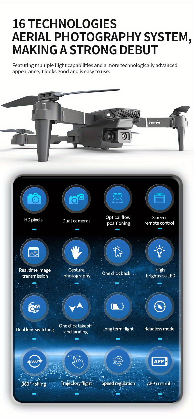 2025 Best-Selling Smart Screen Drone | High-Definition Remote Controller | Ultra HD Dual Cameras + WiFi Real-Time Transmission | One-Tap Intelligent Takeoff/Auto Return | Brushless Motor & Optical Flow Positioning | Professio