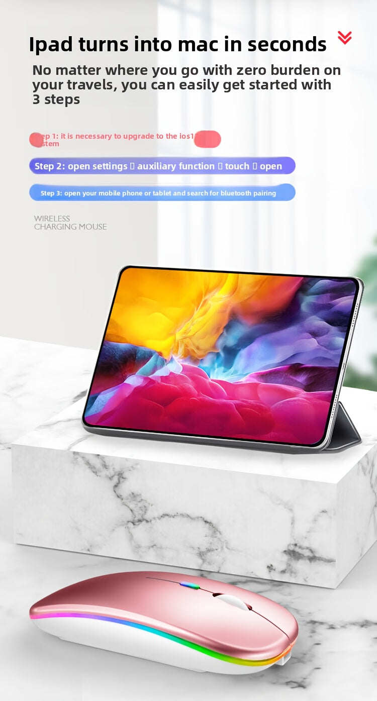 Wireless Wireless Dual-Mode Illuminated + Type-C Charging 2.4G Mouse, Rechargeable Silent Laptop & Desktop All-in-One Smart TV Tablet Compatible for MacBook, Adaptable To Multiple Scenarios Including Work And Gaming