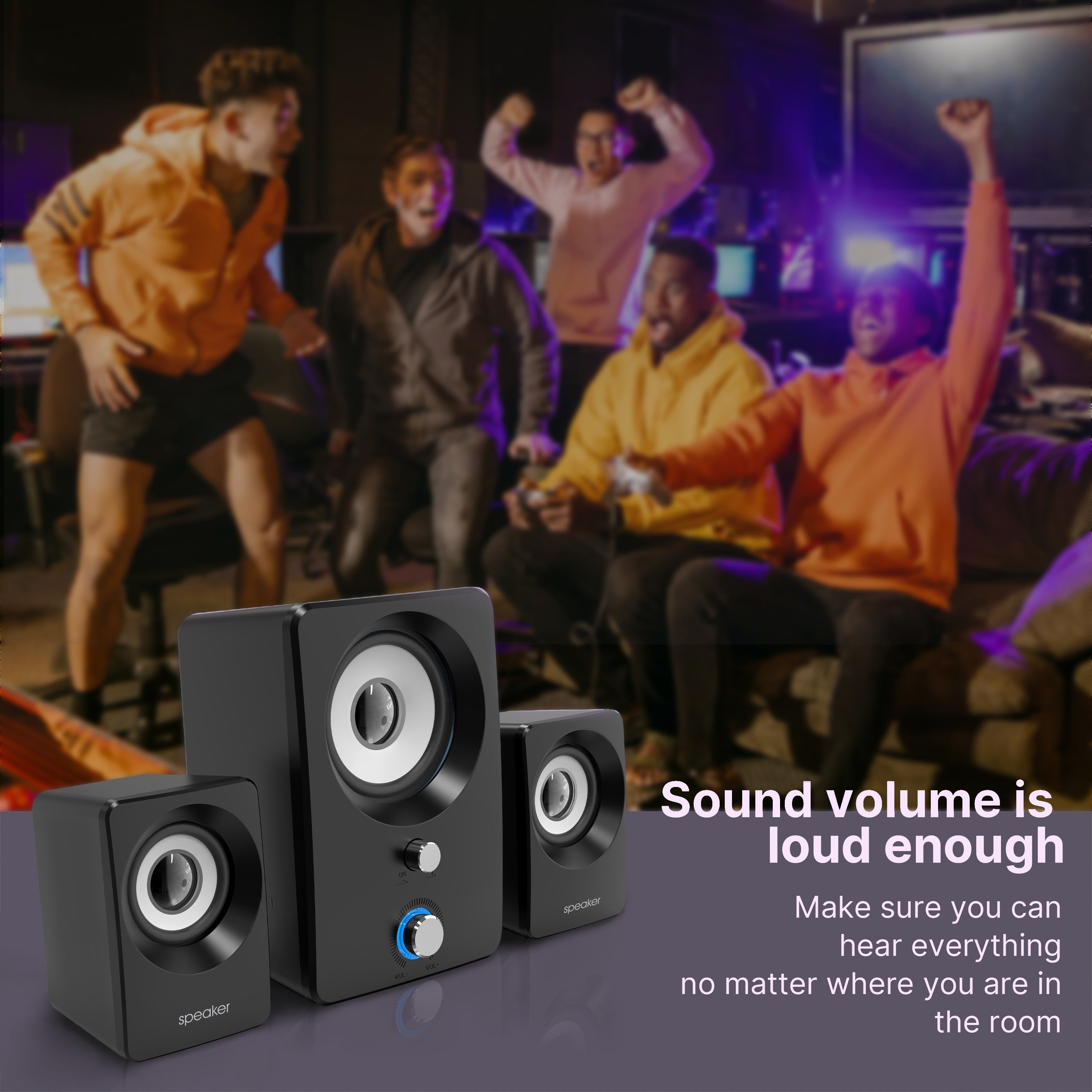 Versatile 2.1 Stereo Speakers with USB Power - Wireless & Wired Connectivity, Ideal for Laptops & PCs - Perfect for Music, Movies, Gaming | Black