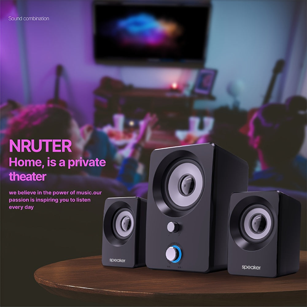 Versatile 2.1 Stereo Speakers with USB Power - Wireless & Wired Connectivity, Ideal for Laptops & PCs - Perfect for Music, Movies, Gaming | Black