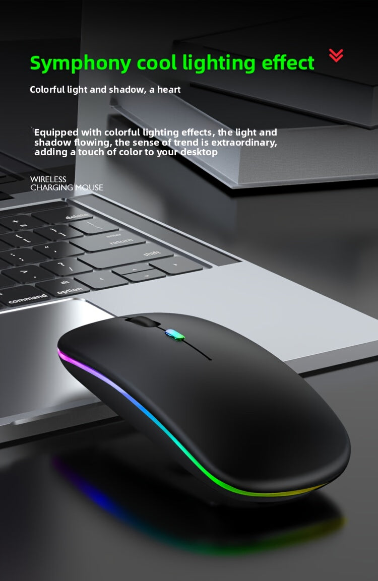 Wireless Wireless Dual-Mode Illuminated + Type-C Charging 2.4G Mouse, Rechargeable Silent Laptop & Desktop All-in-One Smart TV Tablet Compatible for MacBook, Adaptable To Multiple Scenarios Including Work And Gaming