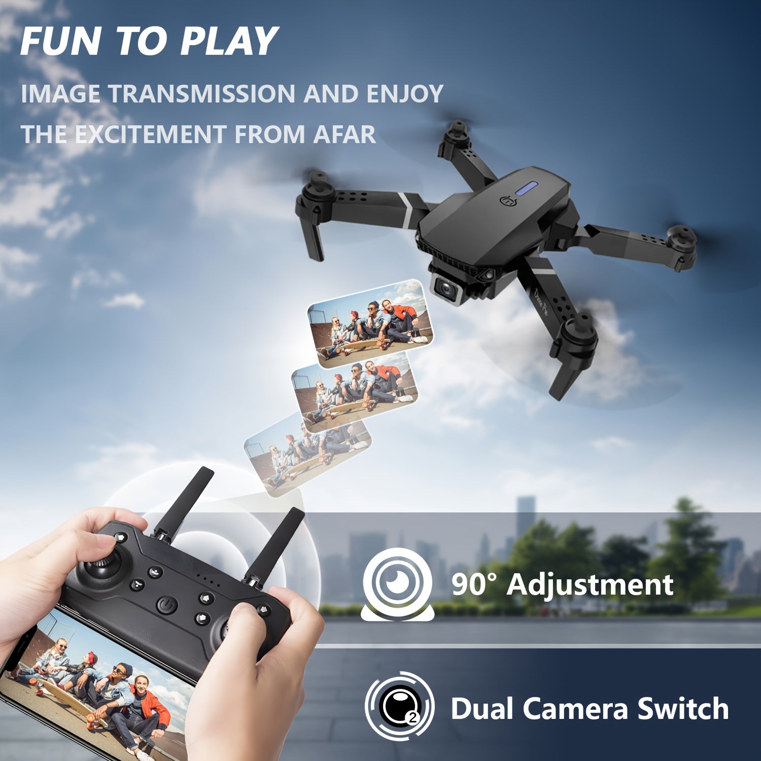 E88 Dual Camera Drone with Wi-Fi and Remote Control, Black and White, Four-Axis Aerial Photography Toy for Beginners - Ideal Gift for Halloween, Christmas, New Year, Best for Christmas, Perfect for Thanksgiving, Best Drone