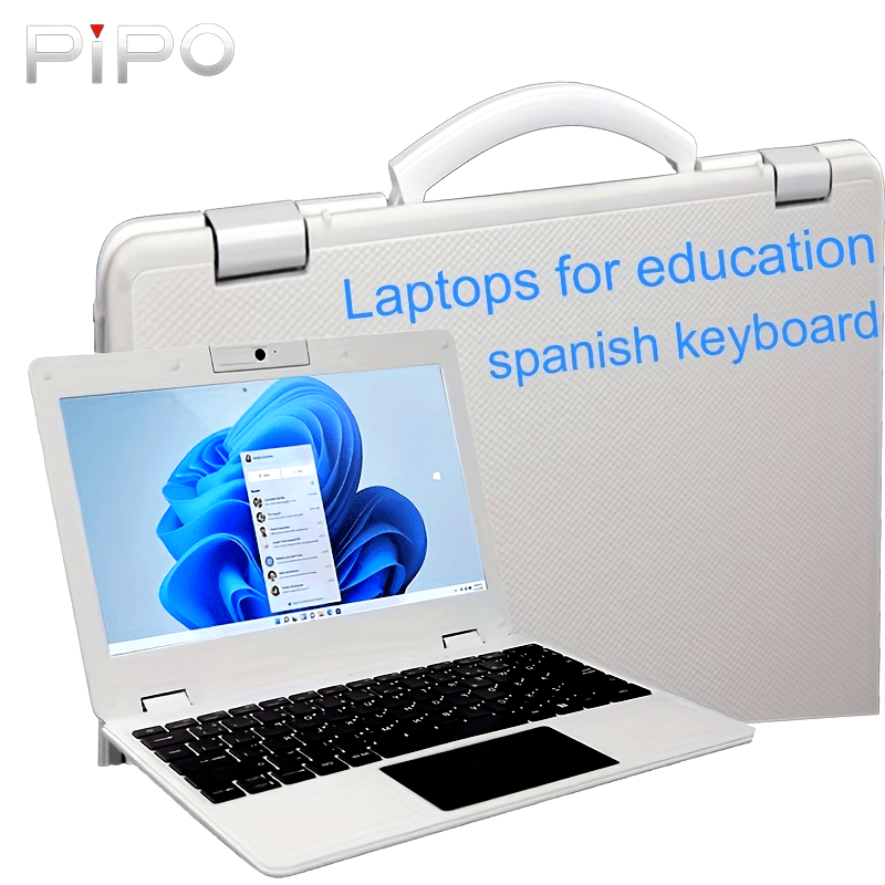 PiPO 11.6 inch windows 11 portable Spanish keyboard Mini Laptop notebook computer pc with handle belt and flip camera laptop for Learning Education