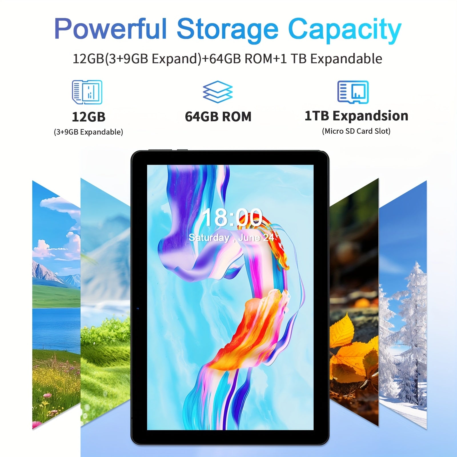Android 2-in-10.1-inch, Equipped with The Latest Android 15 System, 64GB Storage Space, Supports 1TB Expandable Storage, 16GB RAM, 4GB + 12GB Expandable Memory, Comes with Keyboard Cover, Mouse, Stylus, Battery, Dual Front An