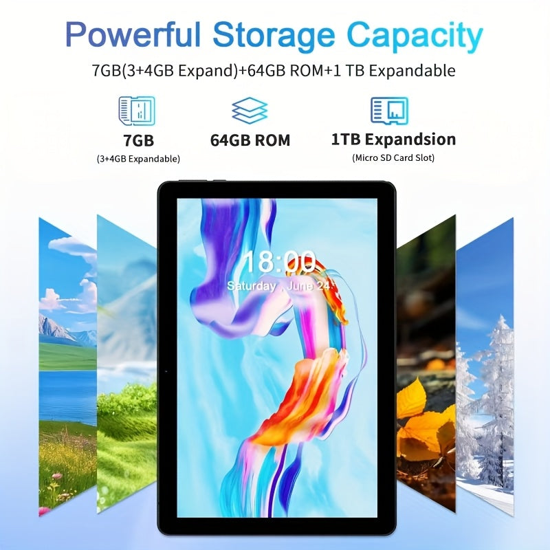 ROENLLCE 10.1" Tablet with Android 13 OS, Keyboard, Mouse, Case, Stylus, 7GB RAM + 64GB ROM, Dual 2MP Front & 8MP Rear Cameras, 1280x800 IPS HD Display, 2-in-1 Laptop Mode, Tablet, Pad