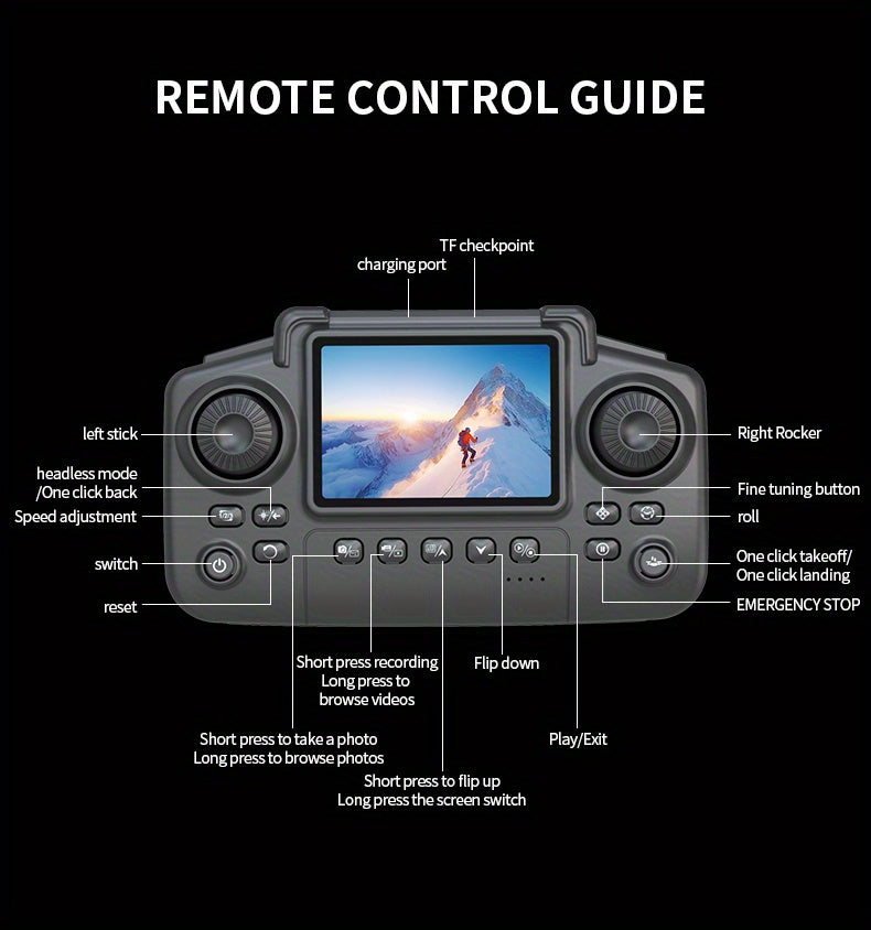 2025 Best-Selling Smart Screen Drone | High-Definition Remote Controller | Ultra HD Dual Cameras + WiFi Real-Time Transmission | One-Tap Intelligent Takeoff/Auto Return | Brushless Motor & Optical Flow Positioning | Professio