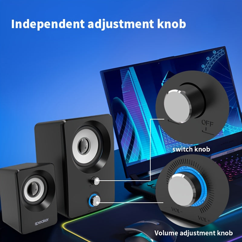 Versatile 2.1 Stereo Speakers with USB Power - Wireless & Wired Connectivity, Ideal for Laptops & PCs - Perfect for Music, Movies, Gaming | Black