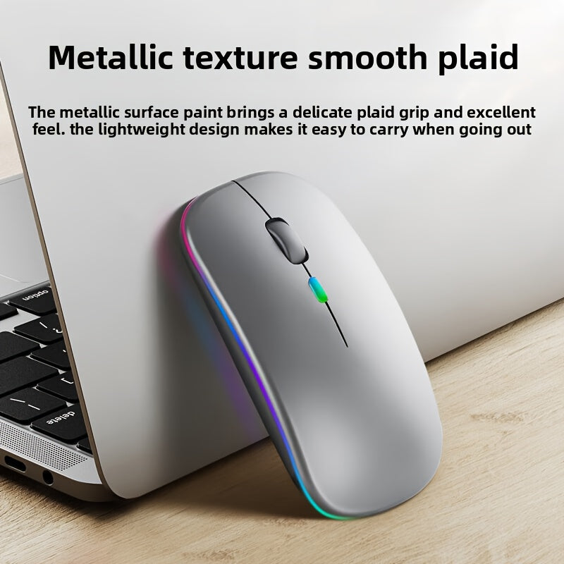 Wireless Wireless Dual-Mode Illuminated + Type-C Charging 2.4G Mouse, Rechargeable Silent Laptop & Desktop All-in-One Smart TV Tablet Compatible for MacBook, Adaptable To Multiple Scenarios Including Work And Gaming