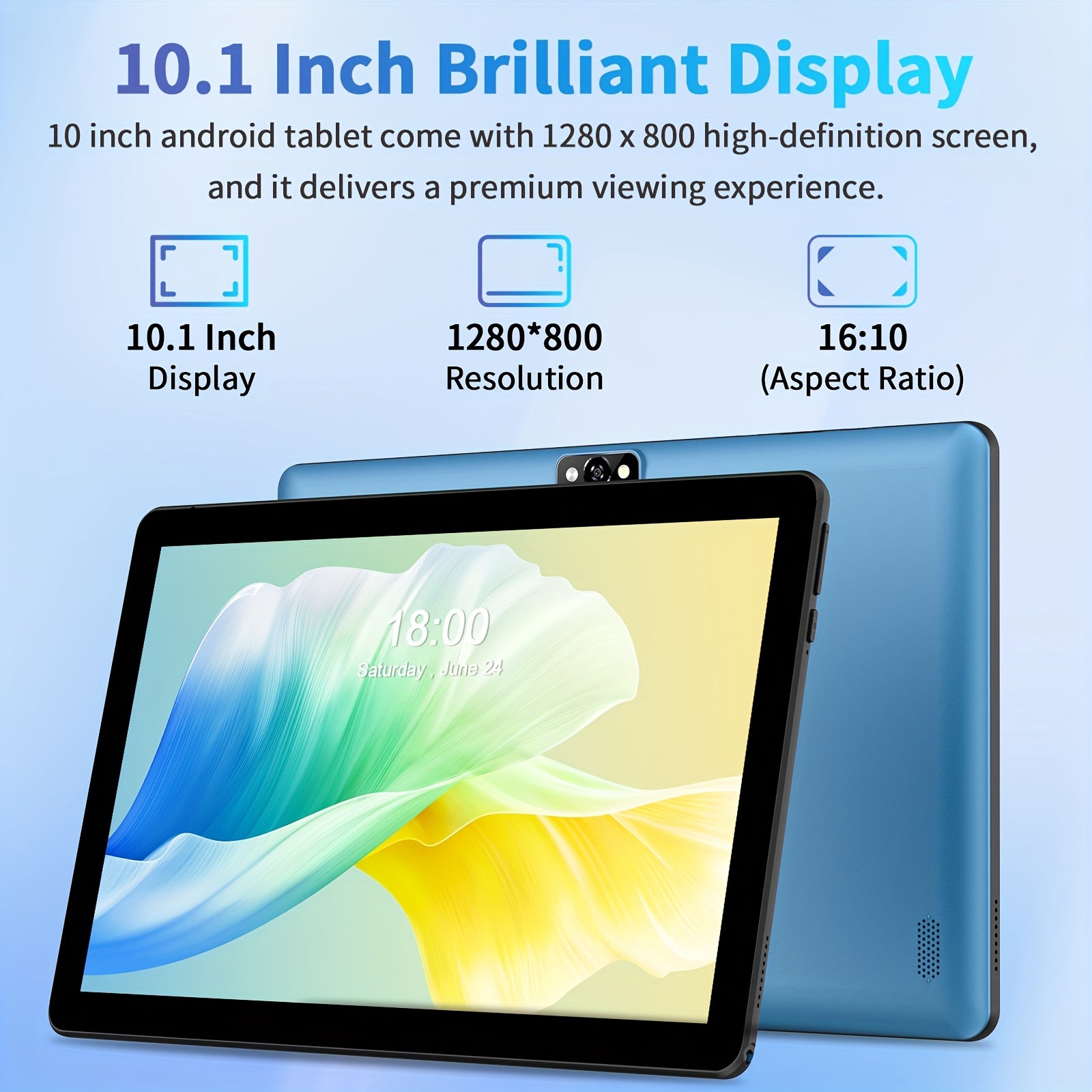 Android 2-in-10.1-inch, Equipped with The Latest Android 15 System, 64GB Storage Space, Supports 1TB Expandable Storage, 16GB RAM, 4GB + 12GB Expandable Memory, Comes with Keyboard Cover, Mouse, Stylus, Battery, Dual Front An