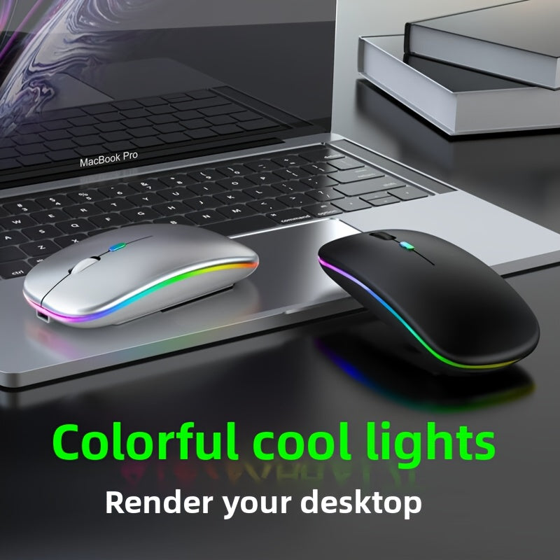 Wireless Wireless Dual-Mode Illuminated + Type-C Charging 2.4G Mouse, Rechargeable Silent Laptop & Desktop All-in-One Smart TV Tablet Compatible for MacBook, Adaptable To Multiple Scenarios Including Work And Gaming