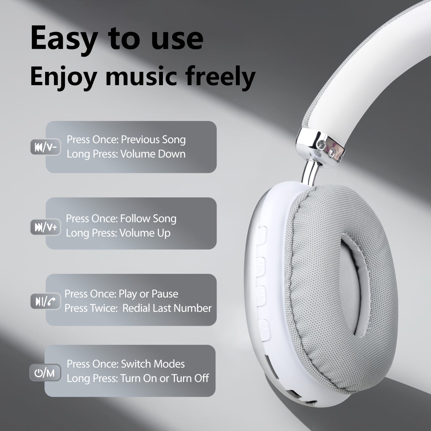 Stylish Black and Silvery Over-Ear Wireless Headphones, Metallic Finish, Comfortable Ear Cushions, Foldable & Portable, Wireless 5.3, Long Battery Life Stereo Sound, Deep Bass, Dual Mode for Music & Gaming, Perfect for Sports