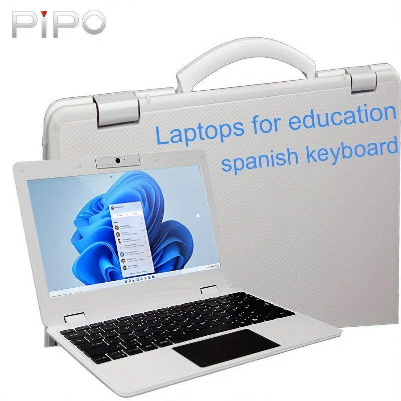 PiPO 11.6 inch windows 11 portable Spanish keyboard Mini Laptop notebook computer pc with handle belt and flip camera laptop for Learning Education