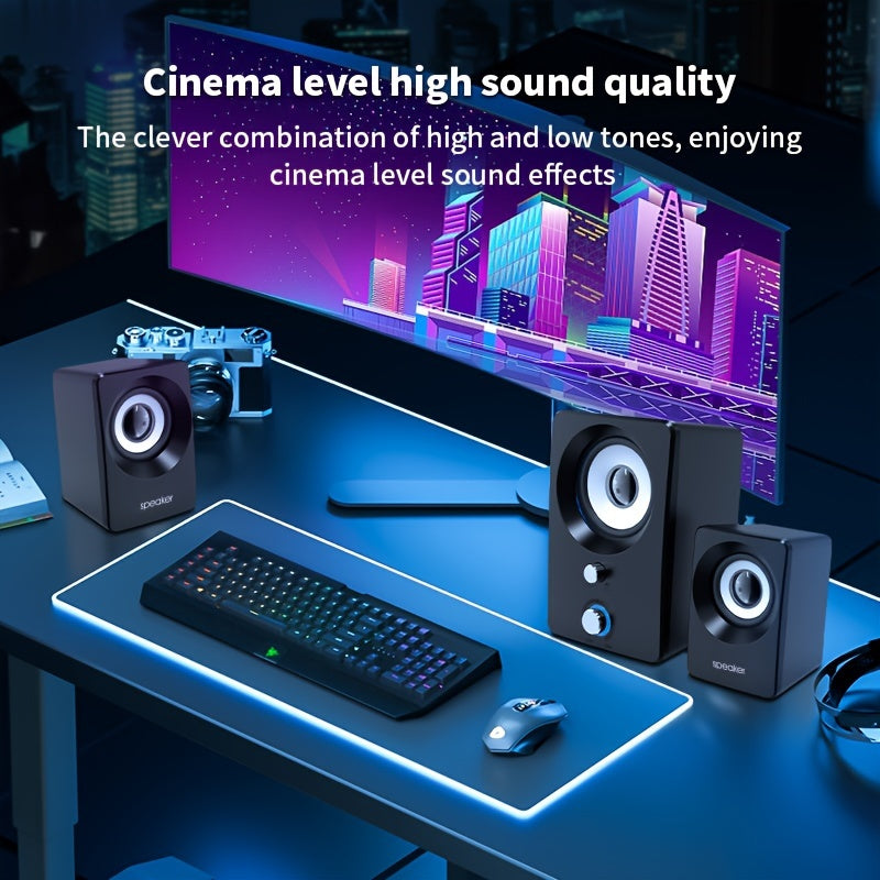 Versatile 2.1 Stereo Speakers with USB Power - Wireless & Wired Connectivity, Ideal for Laptops & PCs - Perfect for Music, Movies, Gaming | Black