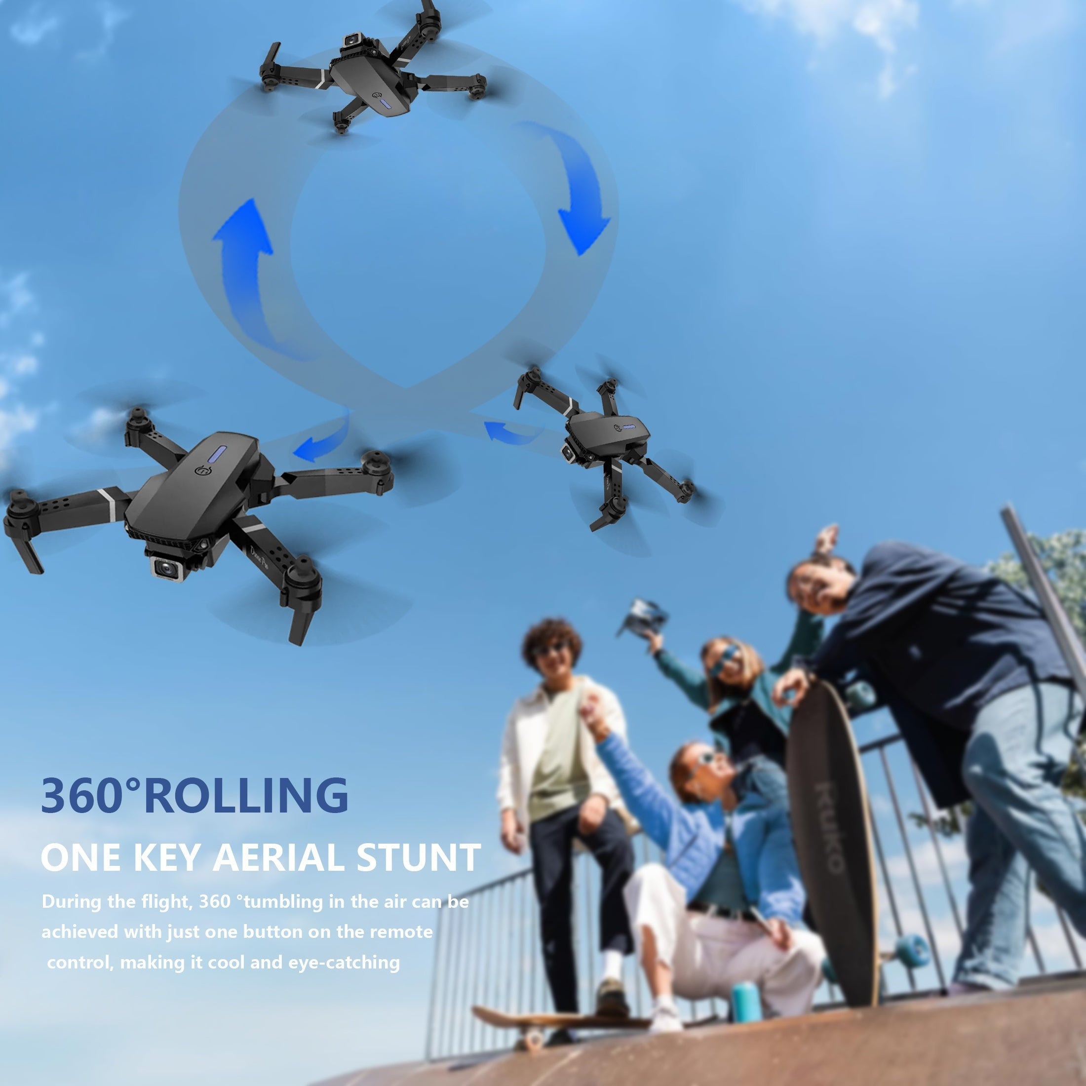 E88 Dual Camera Drone with Wi-Fi and Remote Control, Black and White, Four-Axis Aerial Photography Toy for Beginners - Ideal Gift for Halloween, Christmas, New Year, Best for Christmas, Perfect for Thanksgiving, Best Drone