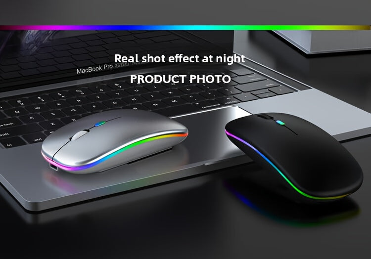 Wireless Wireless Dual-Mode Illuminated + Type-C Charging 2.4G Mouse, Rechargeable Silent Laptop & Desktop All-in-One Smart TV Tablet Compatible for MacBook, Adaptable To Multiple Scenarios Including Work And Gaming