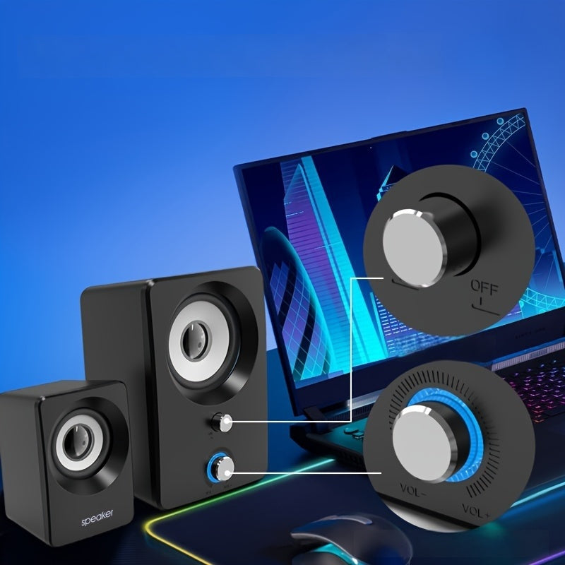 Versatile 2.1 Stereo Speakers with USB Power - Wireless & Wired Connectivity, Ideal for Laptops & PCs - Perfect for Music, Movies, Gaming | Black