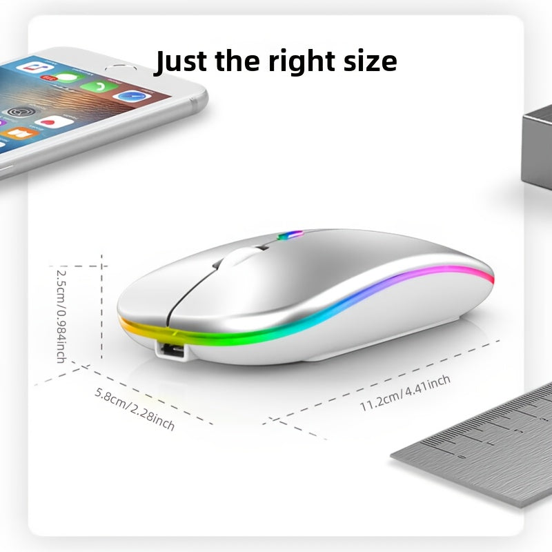 Wireless Wireless Dual-Mode Illuminated + Type-C Charging 2.4G Mouse, Rechargeable Silent Laptop & Desktop All-in-One Smart TV Tablet Compatible for MacBook, Adaptable To Multiple Scenarios Including Work And Gaming