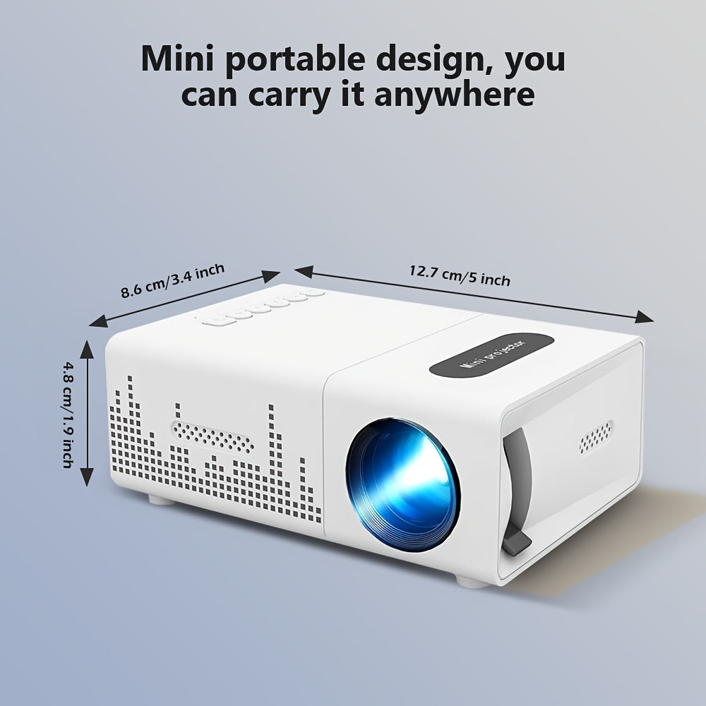 Mini Portable Projector, Movie Projector, Smart Projector, Ideal for Smartphones/Tablets/Laptops/TVs/USBs - Includes Remote Control, Suitable for Home Theater
