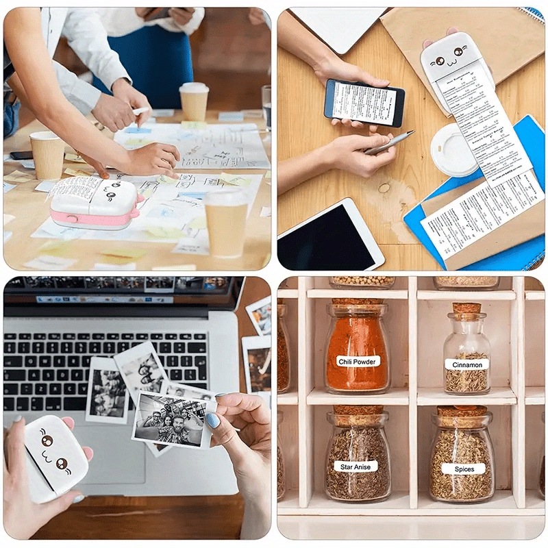 Portable Wireless Mini Thermal Printer with 10 roll paper kit/1 roll paper kit, USB Rechargeable, Photo& Label Printing, Ideal for Travel& Home Use, Photo Printing| Wireless Connectivity