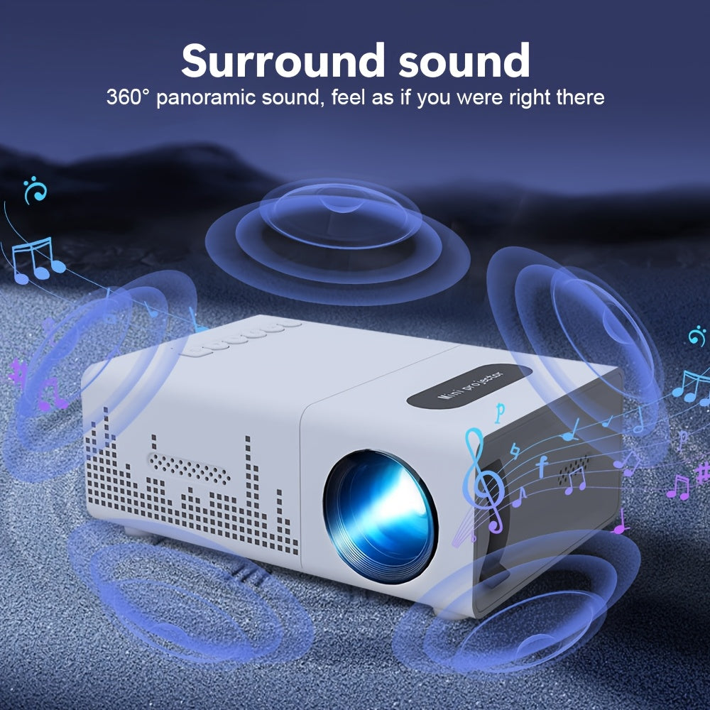 Mini Portable Projector, Movie Projector, Smart Projector, Ideal for Smartphones/Tablets/Laptops/TVs/USBs - Includes Remote Control, Suitable for Home Theater