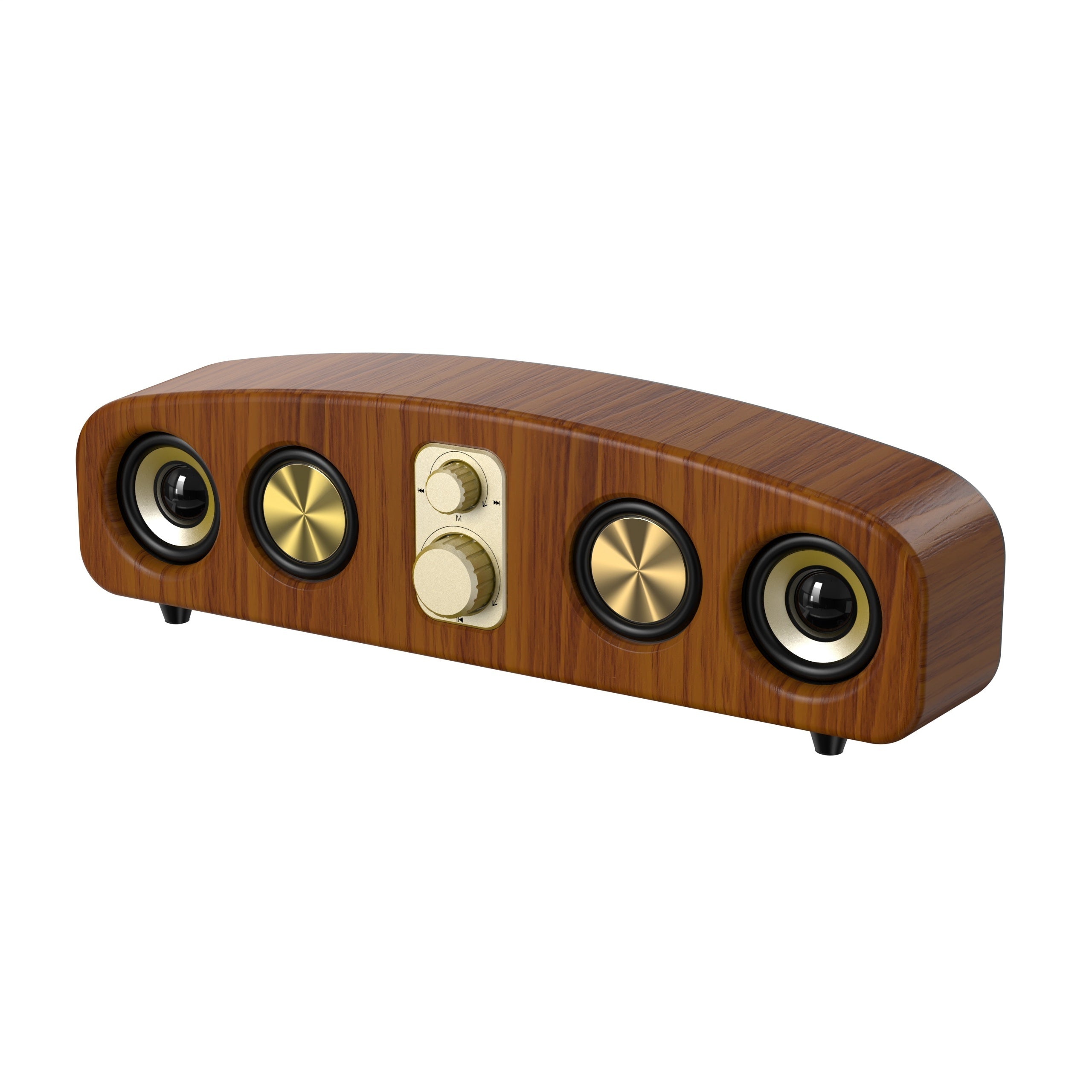 5.0 Channel Wireless Speaker System with Subwoofer - Wireless Smart Soundbar, / Home Theater Stereo, Compatible with TV/PC/Smartphone/Tablet - Ideal for Parties, Gaming, Movies - Elegant Wood Grain Finish - Portable Design wi
