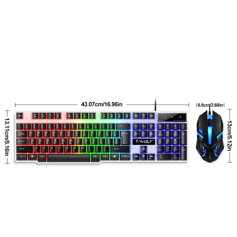 Ergonomic Wired Keyboard and Mouse Set - Mechanical Touch, Clear Tone, USB-Powered, Compatible with PC/Notebook/Windows/Mac, Durable Design for Enhanced Comfort and Precision, Ergonomic Keyboard | Modern Aesthetic | Durable C