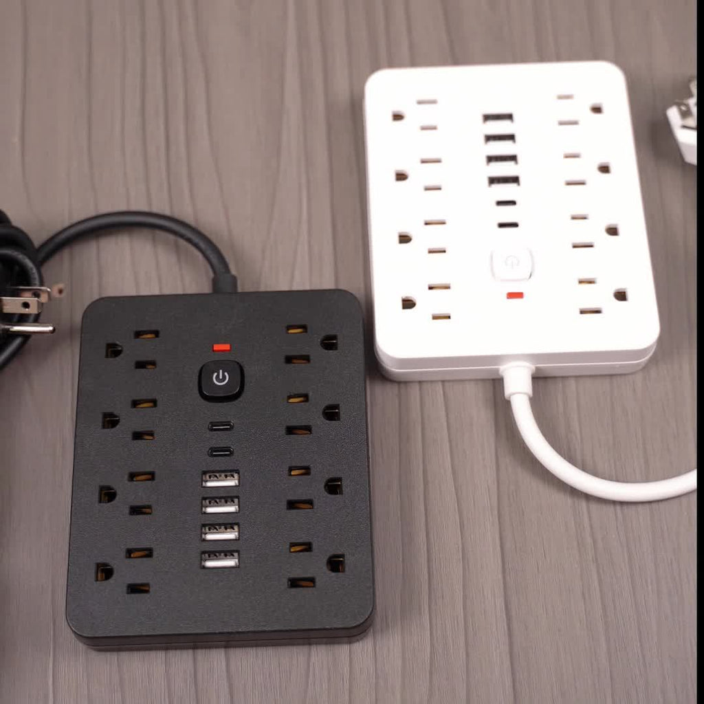 14in 1 Power Strip Surge Protector with 8 Outlets, 4 USB and 2 USB C Ports, Flat Plug, Wall Mount, Overload Protection Desk USB Charging Station for Home, Office