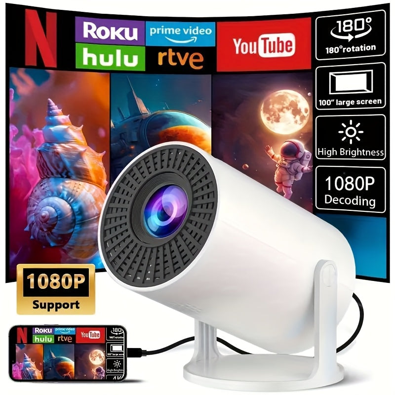 Portable Projector New Choice Q200, Smart Projector 200lm Brightness +480P Native Resolution, Supports 1080P HD/Play 180° Rotation Angle + Trapezoidal Correction