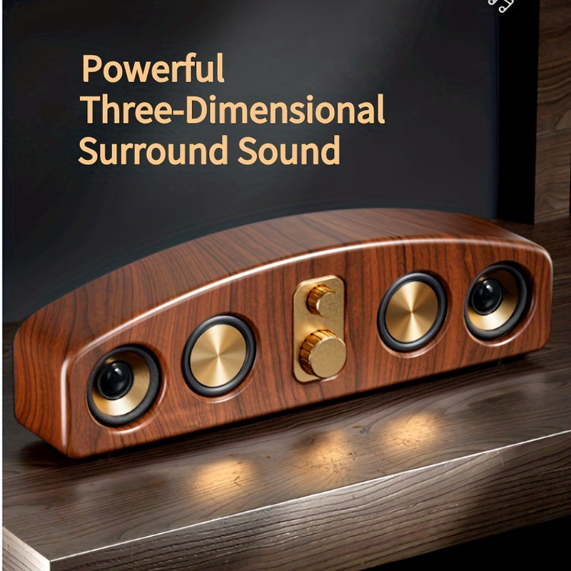 5.0 Channel Wireless Speaker System with Subwoofer - Wireless Smart Soundbar, / Home Theater Stereo, Compatible with TV/PC/Smartphone/Tablet - Ideal for Parties, Gaming, Movies - Elegant Wood Grain Finish - Portable Design wi
