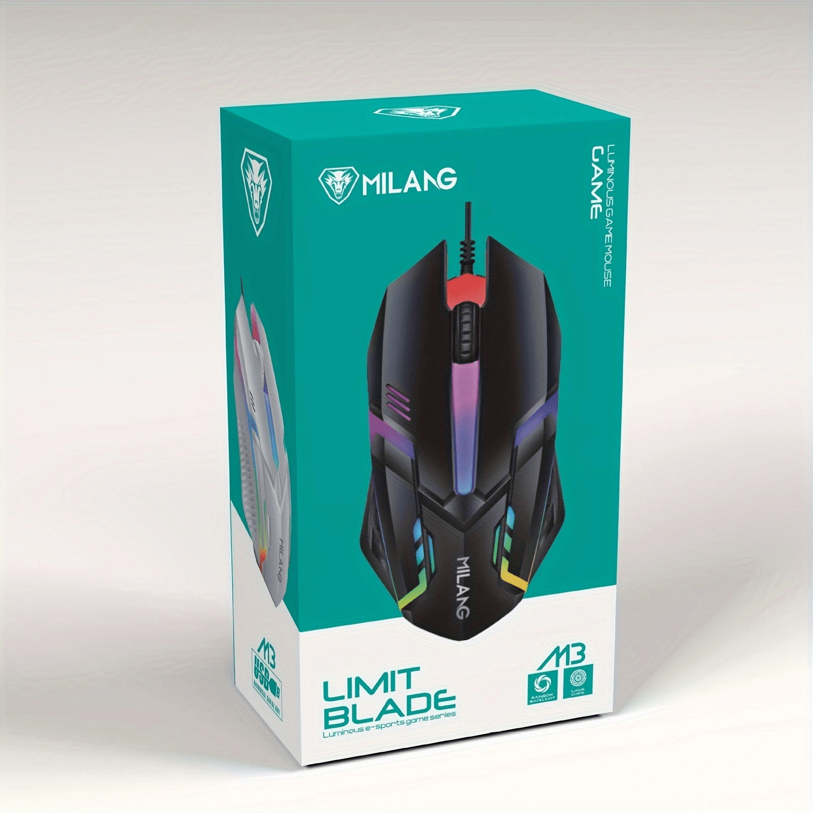 1pc MILANG Wired Gaming Mouse, RGB Backlit, Ergonomic Design, 3D Non-Slip Roller with Scale, Comfortable Plastic Material, USB Interface, for Desktop & Laptop, Office & Game Use