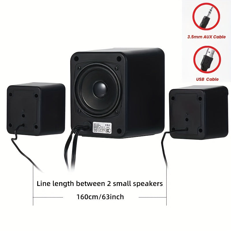 High-Quality 2.1 Stereo Desktop Speaker with LED Ambient Lighting - USB Powered, 3.5mm Audio Jack, Wired Connection for PC, Laptop, Tablet, Gaming Console & MP3/MP4 Devices, Modern Design with Accents, Portable Speaker,  Slee
