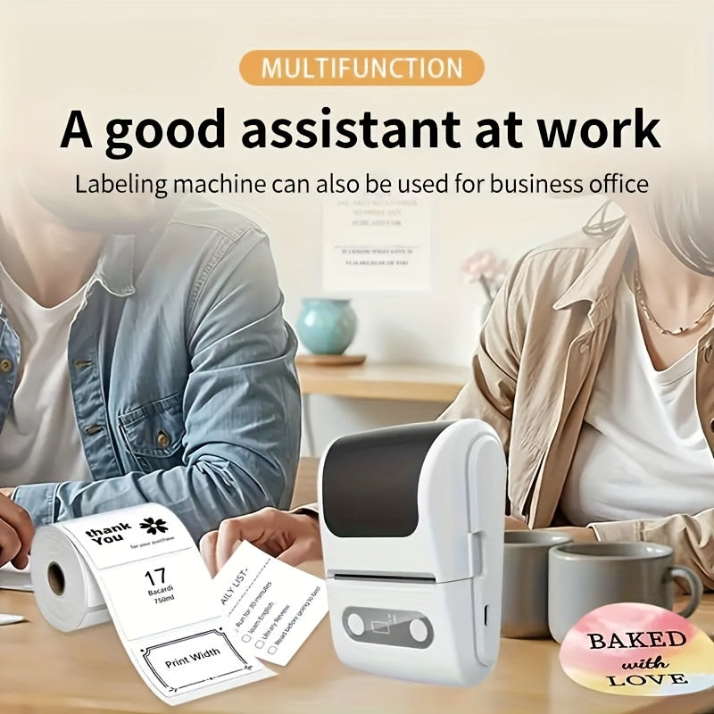 Portable Wireless Thermal Label Printer, Suitable for Barcodes, Documents, Product Information, Price Tags, Shipping Labels, Compatible with iOS and Android Systems, Includes 1 Roll of 50x60mm Label Paper, Rechargeable Batter