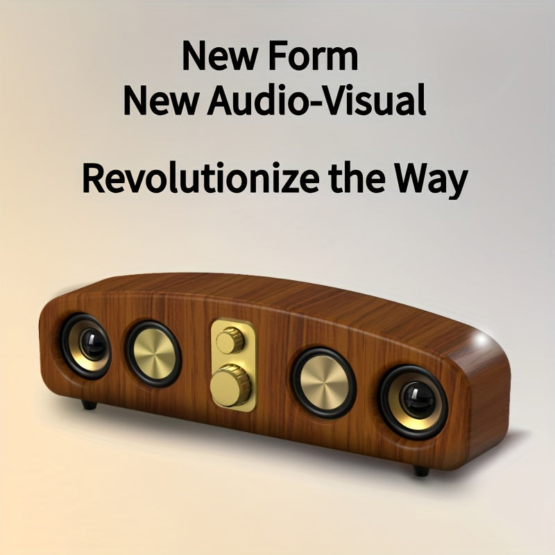 5.0 Channel Wireless Speaker System with Subwoofer - Wireless Smart Soundbar, / Home Theater Stereo, Compatible with TV/PC/Smartphone/Tablet - Ideal for Parties, Gaming, Movies - Elegant Wood Grain Finish - Portable Design wi